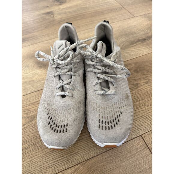 ADIDAS 6 Mens Alpha Bounce Lea Ivory Tan Suede Cream Athletic Low Top Sneaker main image 8